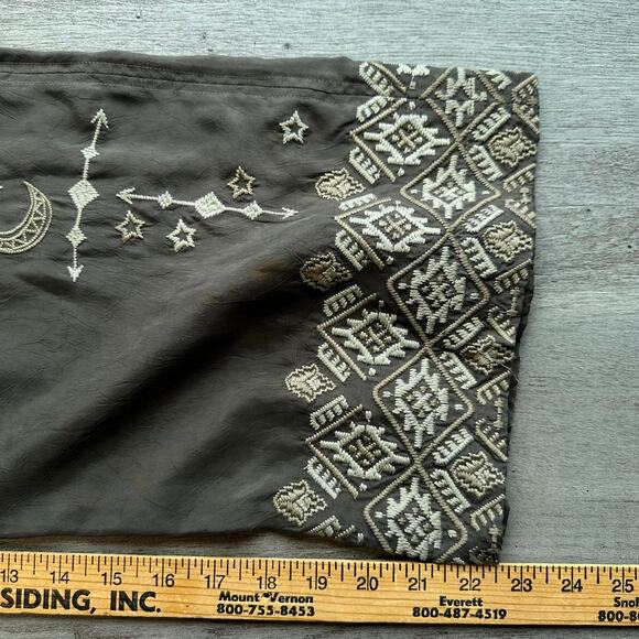 NWT Odd Molly Embroidered Pull On Wide Leg Pants Grey 1 or small - Picture 12 of 14